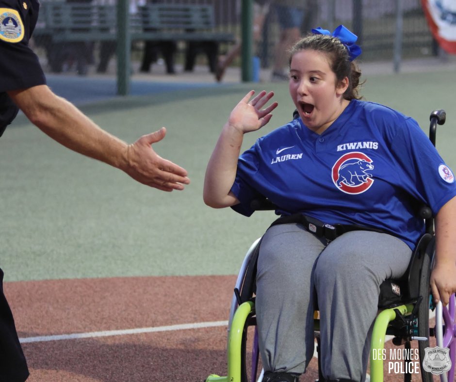 DMPolice's tweet photo. Last night was the BEST.

What makes it the best? The players, their families, and all the volunteers that made the @kiwanismiracle league All Star Game happen!

The men &amp; women of DMPD &amp; @DSMFireDept had another amazing night with our baseball buddies!
#miracleleague #hereforyou https://t.co/oyn7YFu66V