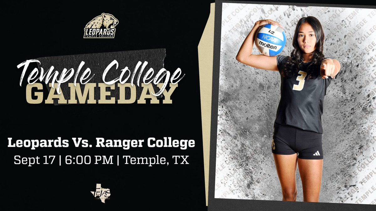 TempleC_VB's tweet photo. Leopards volleyball returns to action tomorrow night against Ranger College. Game starts at 6:00 PM in Temple! #LetsGoLeps #TCVB #SeeYouInTheStands https://t.co/kPJnVqEc6K
