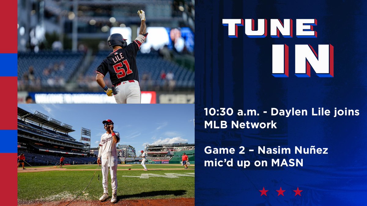 NationalsComms's tweet photo. 🎧 @DaylenLile on @MLBNetwork 

Nasim🎙️'d on @masnNationals https://t.co/QfQFOcvFiU