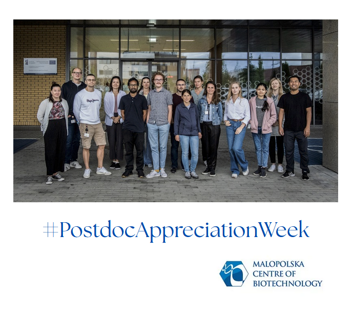 MCB_UJ's tweet photo. This week we celebrate #PostdocAppreciationWeek 🎉 
Postdocs are the driving force of research at MCB – 34 brilliant scientists (56% women, 33% from abroad) shaping projects and publishing outstanding work.
Thank you for your dedication 💙 https://t.co/W4hmFCJQ8S