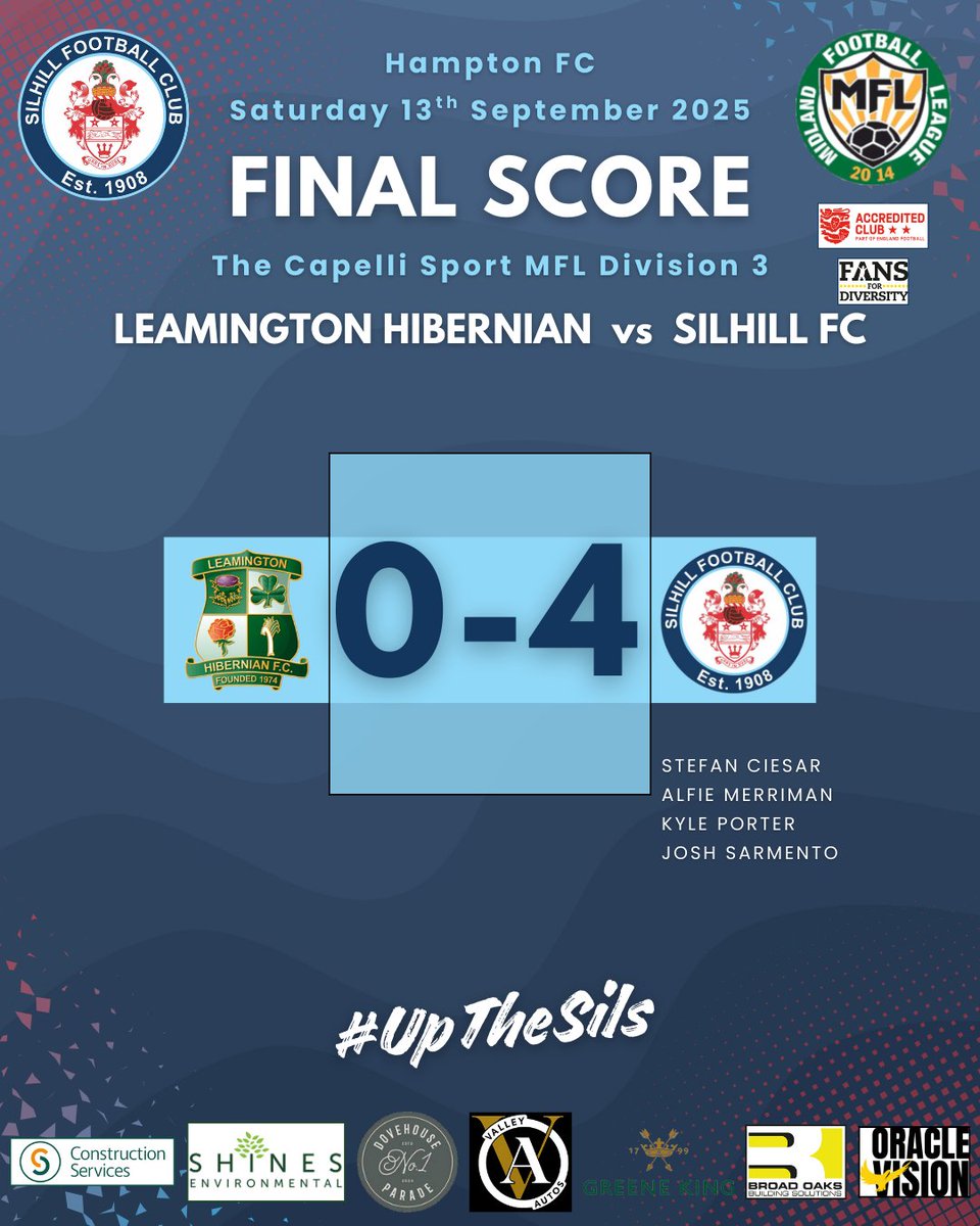 SILHILL STARTING TO CLICK

The First Team put in a great performance away at Leamington Hibernian this weekend in MFL Division 3
The performances have been improving over the last couple of games and they really found their stride this time out, scoring some magnificent goals