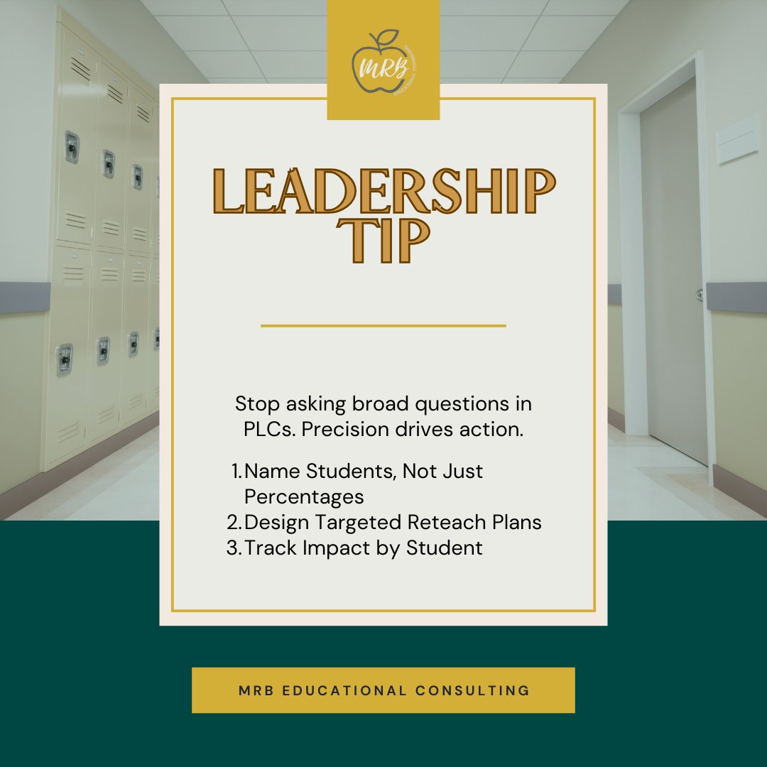 PLC prompt: “Which 3 students benefit most from reteaching this standard?” 

Build your bank → bit.ly/MRB_Call