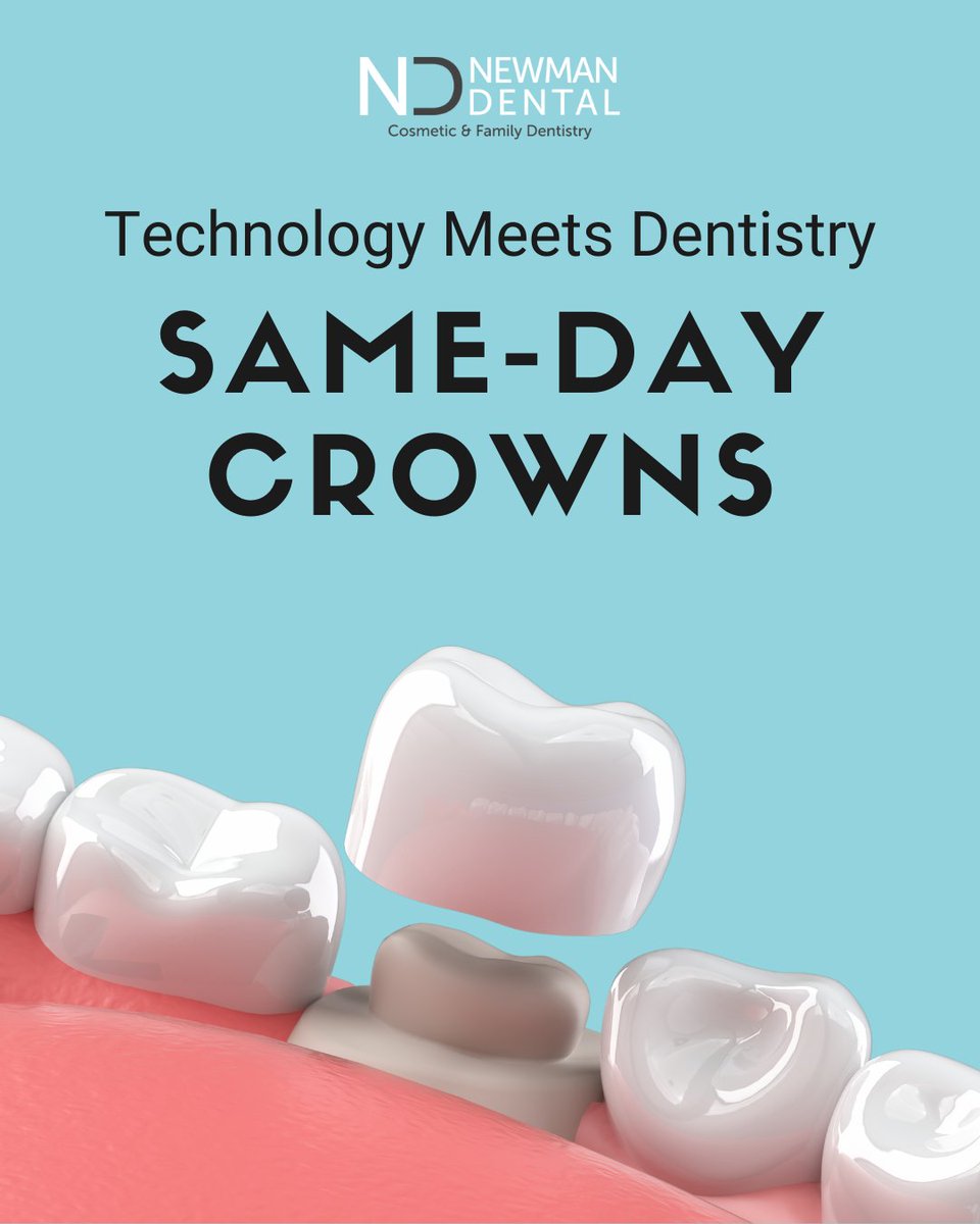 ddsdirk's tweet photo. Same-day crowns are no longer the future—they’re here at Newman Dental. Thanks to advanced dental technology, we can design, create, and place custom crowns in just one visit. 🦷✨ https://t.co/8gTbIkx9Bu