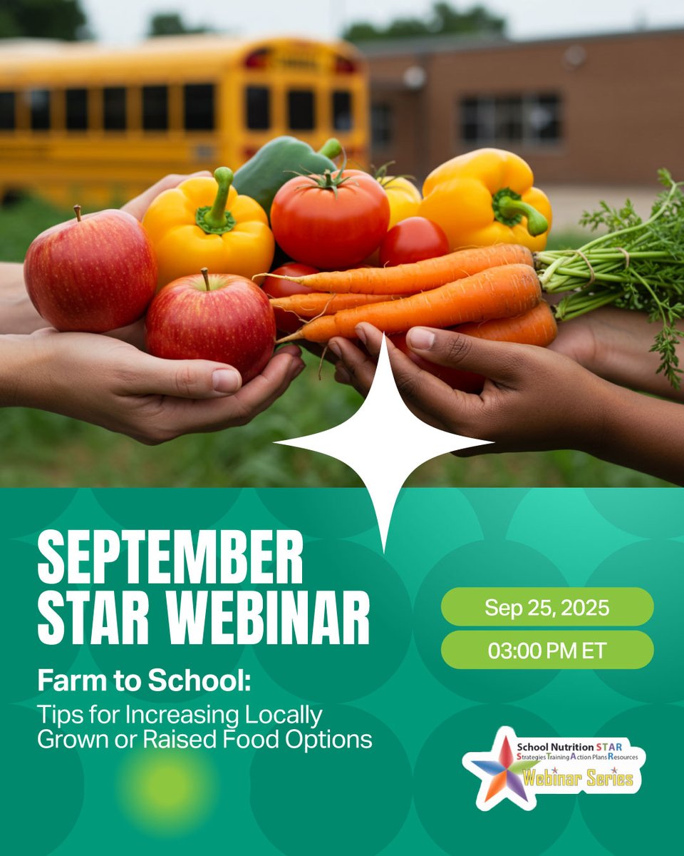 ichildnutrition's tweet image. 🌱✨ Want to bring more local foods to your school meals program? 

Click here to register: ilearn.theicn.org/learn/courses/…

#STARWebinar #FarmtoSchool #LocalFoods #SchoolNutrition