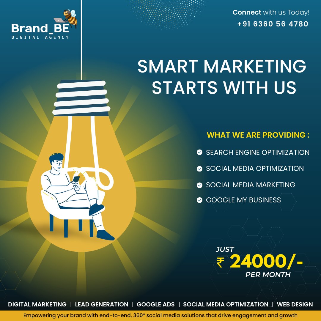 brandbe_da's tweet image. Empower your brand with 360° #socialmediasolutions that spark #engagement &amp;amp; drive #realgrowth! From #GoogleMyBusiness, #SEO, #SMO, to #SocialMediaMarketing – we’ve got you covered end-to-end 🙌All this for ₹24,000/month. Call us👉+91 6360 56 4780

#DigitalMarketing #BrandBe #SMM
