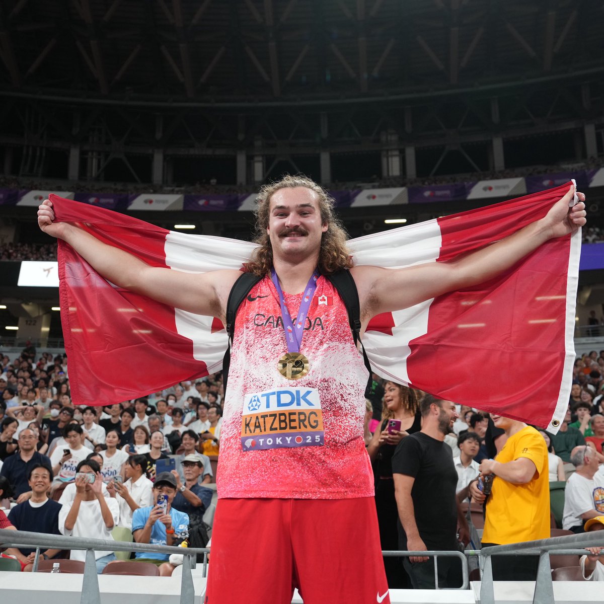AthleticsCanada's tweet photo. 84.70m 💥😤

✅ 2-Time Hammer Throw World Champion (back-to-back)🥇🥇
✅ World Championship Record 🌍
✅ Area Record 💥
�� Canadian Record 🇨🇦
✅ Personal Best 🫡

Ethan Katzberg lives for the moment. 

📸: Yonathan Kellerman https://t.co/L8oFPyDzs7