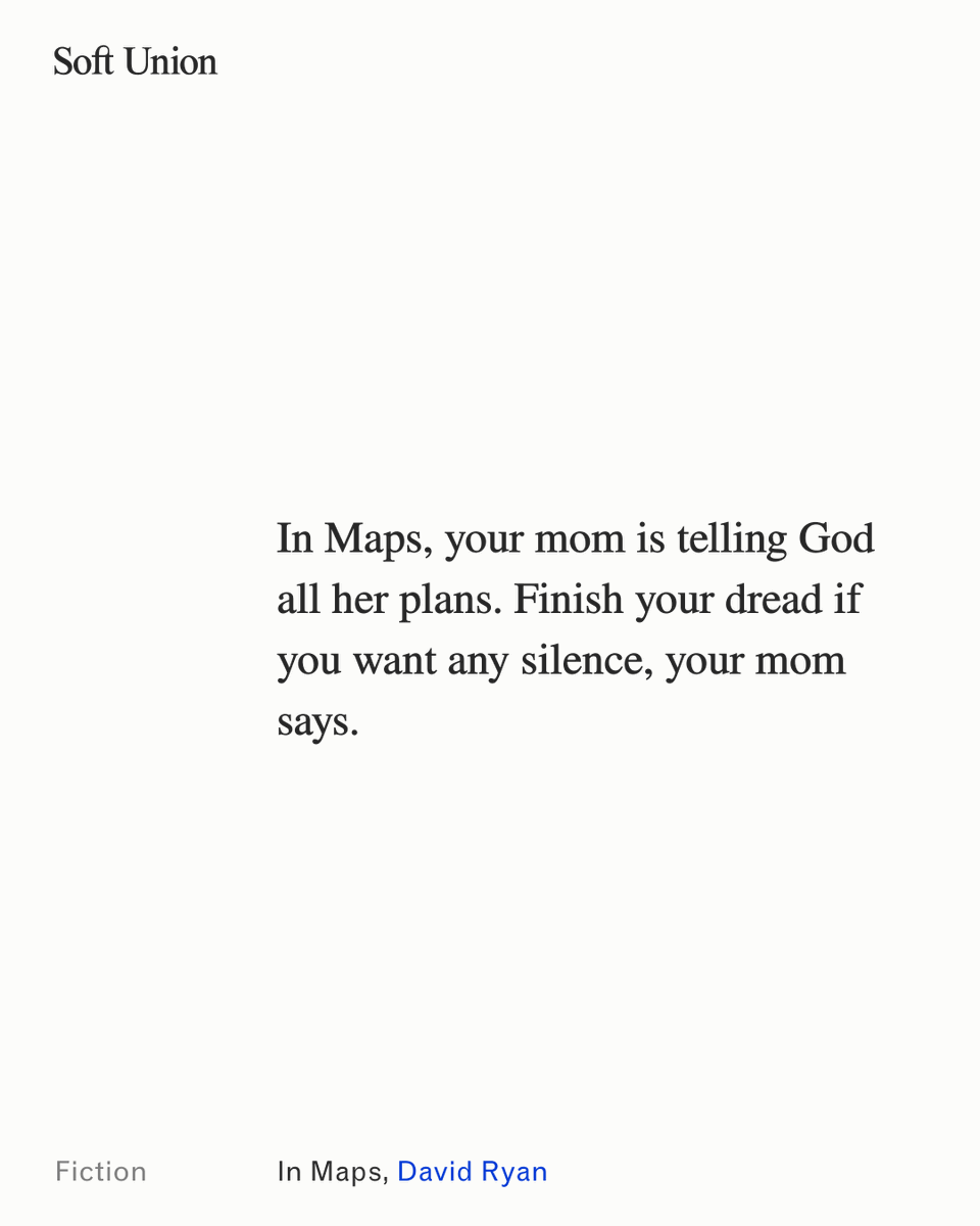 New fiction by David Ryan. 
softunion.online/library/in-maps