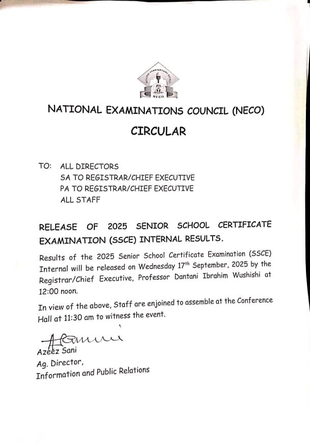 Not confirmed though! (Neco Result 2025) <a href="/Neconigeria/">National Examinations Council (NECO)</a>