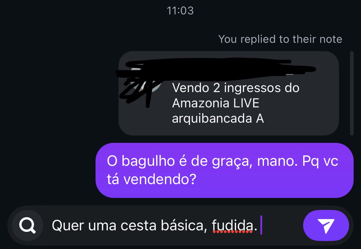 SÓ AS MORTAS DE FOME VENDENDO ESSE INGRESSO
