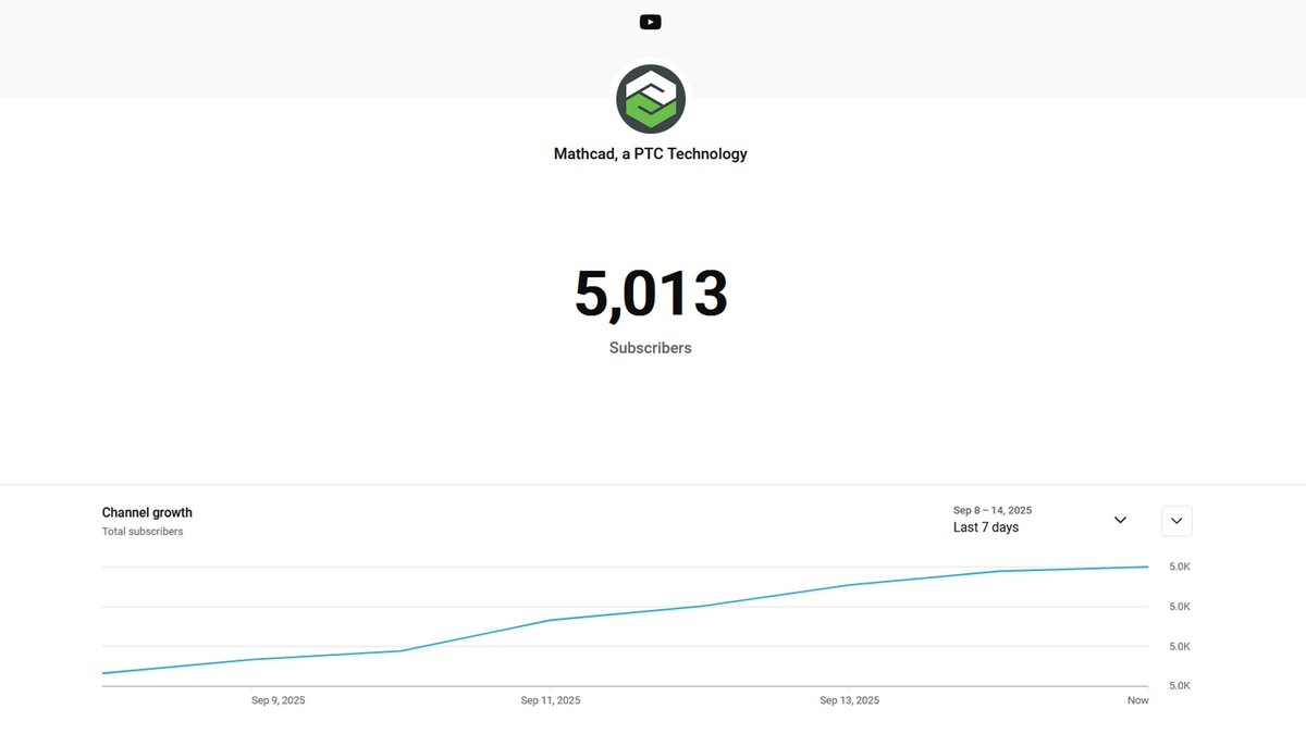 ptc_mathcad's tweet image. 🎉🎉🎉🎉🎉 The official PTC Mathcad YouTube channel has hit >5,000 subscribers! If you're not subscribed to the number one place for Mathcad what's new videos, tech tips, webinar replays, and other video content, what are you waiting for? Subscribe here: youtube.com/MathcadTV?sub_…