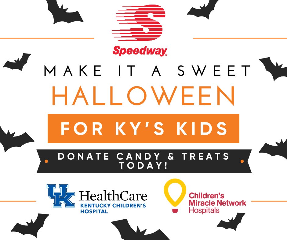 🎃 Starting today, <a href="/Speedway/">Speedway</a> is collecting candy &amp; treats at the register for <a href="/KCHKids/">Golisano Children’s at UK</a>’ Reverse Trick-or-Treat! 🍬 Help our patients enjoy Halloween magic—even in the hospital. Stop by your local Speedway to spread smiles &amp; spooky fun! 🧡👻