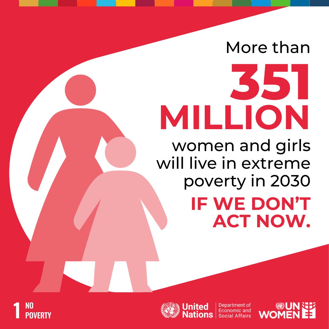 UN_Women's tweet image. Over 351 million.

That’s how many women and girls will live in extreme poverty in 2030 if we don’t act NOW to #EndPoverty.

See the 2025 Gender Snapshot for the latest #GenderData from @UN_Women and @UNDESA: unwo.men/ytlF50WXuTc

#ForAllWomenAndGirls #UNGA