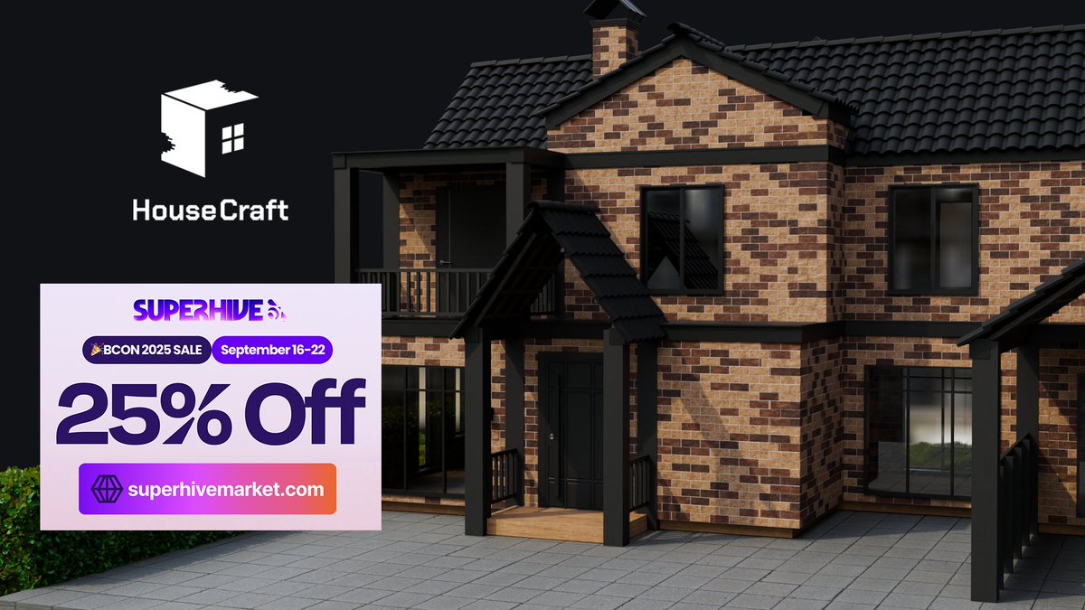 GN_Box's tweet photo. Superhive BCON 2025 Sale is here!
#geonodes #b3d #Blender3d #procedural #blender #blendercommunity #blendermarket #bcon

16-22 September

Enjoy 25% discount on HouseCraft!

More details here:
https://t.co/ATjjpmhyp7 https://t.co/XUnK1mUv9I