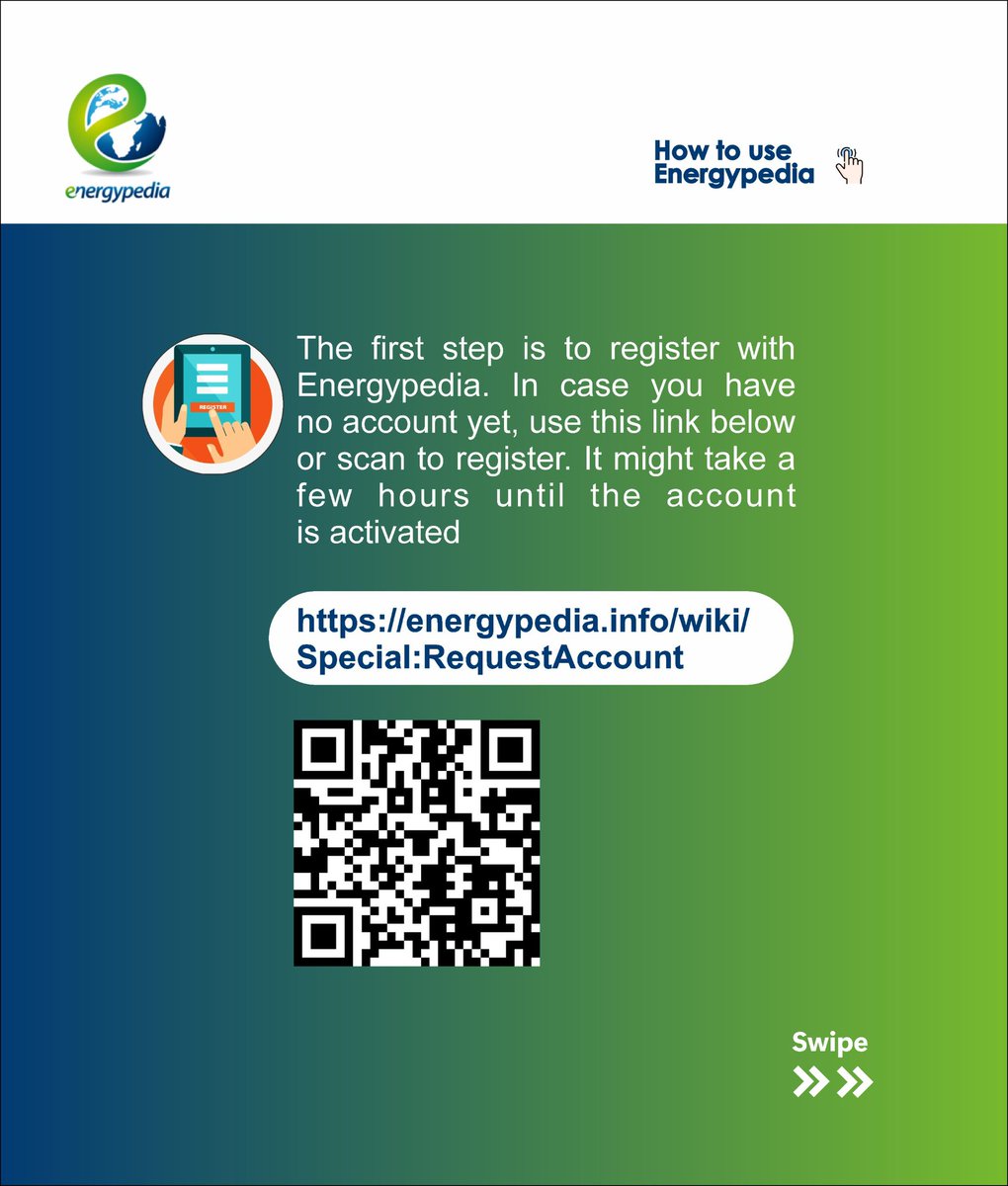 Cleantechhubng's tweet image. Getting started with Energypedia is easy! 

Register, explore the Nigeria Off-grid Solar Knowledge Hub &amp;amp; start sharing knowledge No energy expertise required. Swipe through to learn how! 

#CleanEnergy #KnowledgeSharing