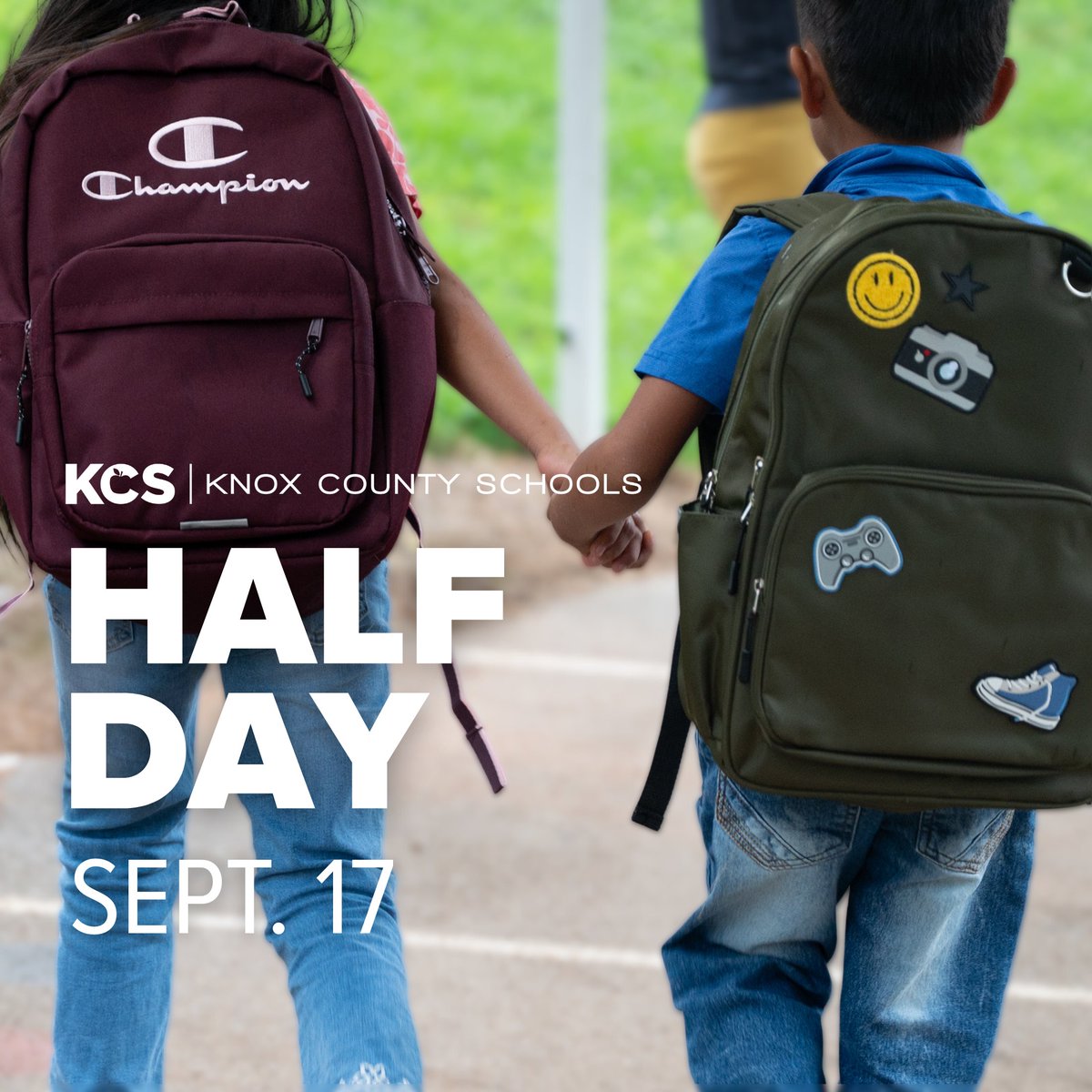 Tomorrow, Sept. 17, is a half day for all students! Check your school’s release times: knoxschools.org/schoolschedules