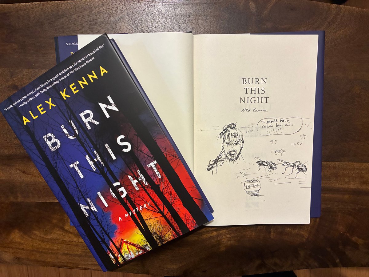 AlexKenna9's tweet photo. Friends, I could frankly really use some book sales. So let's make this weird. If you buy a signed copy from me, I will illustrate it with an original murder. Like this dude who was buried up to his neck, covered in honey, and fed to fire ants.

Message me if you want a copy. https://t.co/NsS9pP9Xd7