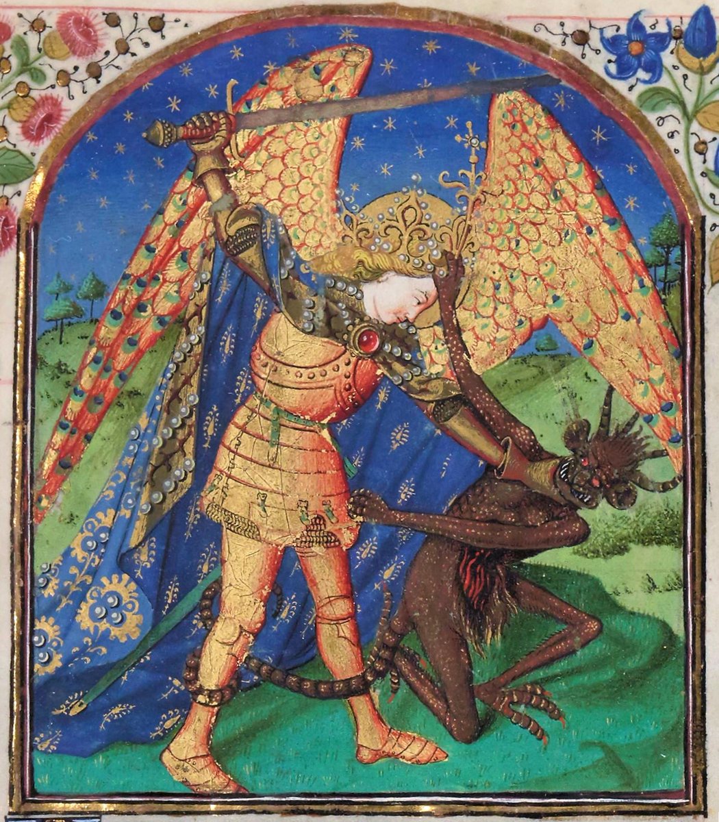 VirDesideriorum's tweet image. &quot;Saint Michael the Archangel, defend us in battle; be our defense against the wickedness and snares of the devil.&quot;
@GallicaBnF Latin 9473, f. 166r
Hours of Louis de Savoie, ca. 1445/60