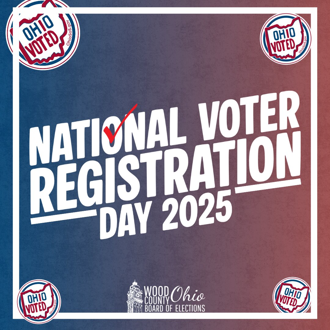 TODAY is National Voter Registration Day! From first-time voter to gold-star voters Ohio makes it easy to register to voter or update your address at olvr.ohiosos.gov

Register or update your address ahead of the Oct. 6th deadline to vote in the upcoming Nov. 4th Election!