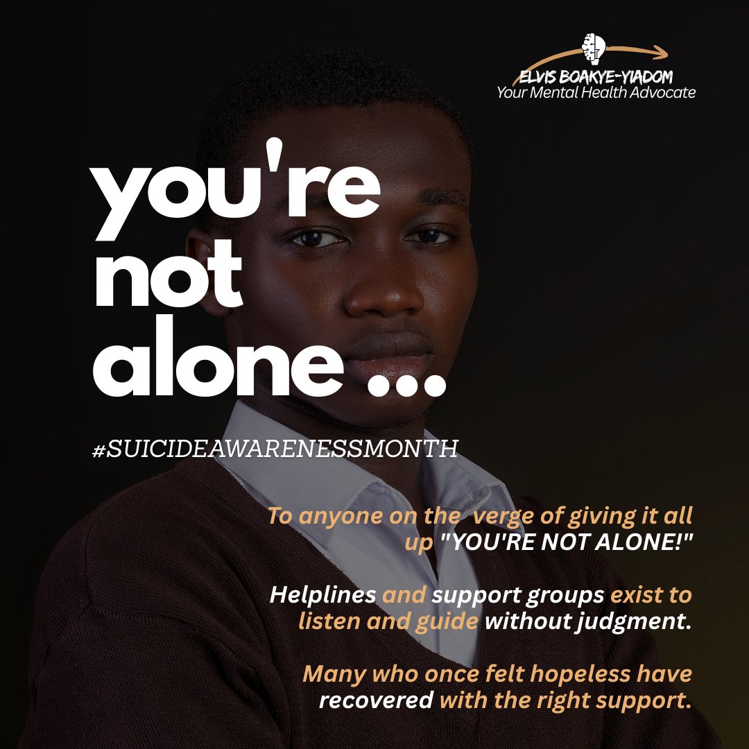 🗣YOU'RE NOT ALONE!
DON'T TAKE YOUR LIFE!

Helplines are available; #REACHOUT
#SuicidePrevention 
#MentalHealth 
#Advocacy