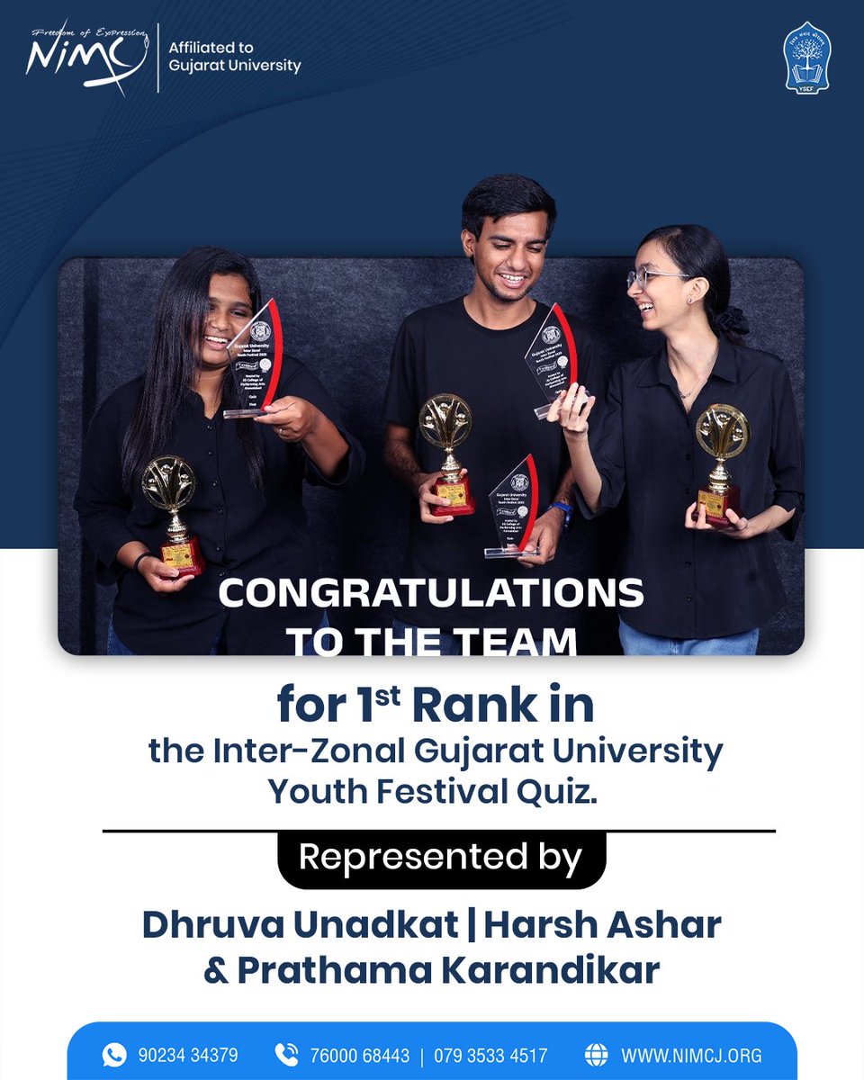 Brains, teamwork, and determination! 🏆 Kudos to the winners for topping the Inter-Zonal Youth Festival Quiz! 

Hearts full of pride for #NIMCJ student success!

#YouthFestival #1strank #QuizChampions #FirstPlace #StudentSuccess #ProudMoment #congratulations #WinningTeam #Media