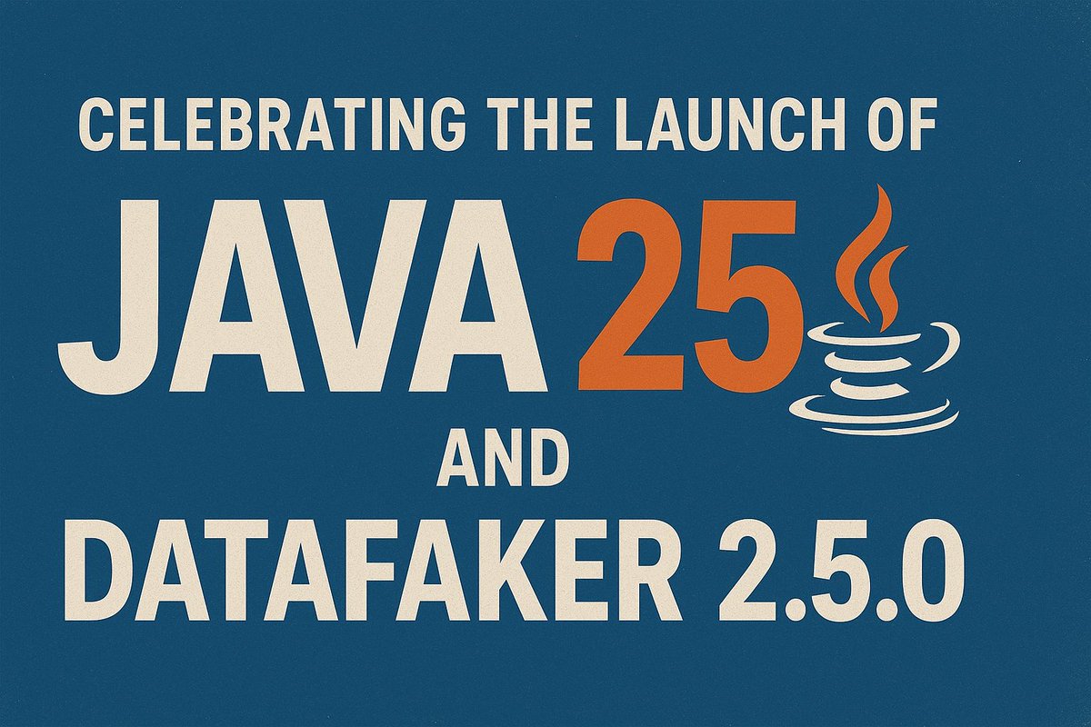 epragt's tweet image. Today we&apos;ve released Datafaker 2.5.0 to celebrate the Java 25 release! A huge thank you to our incredible community of contributors and users who make this project possible! #datafaker #java