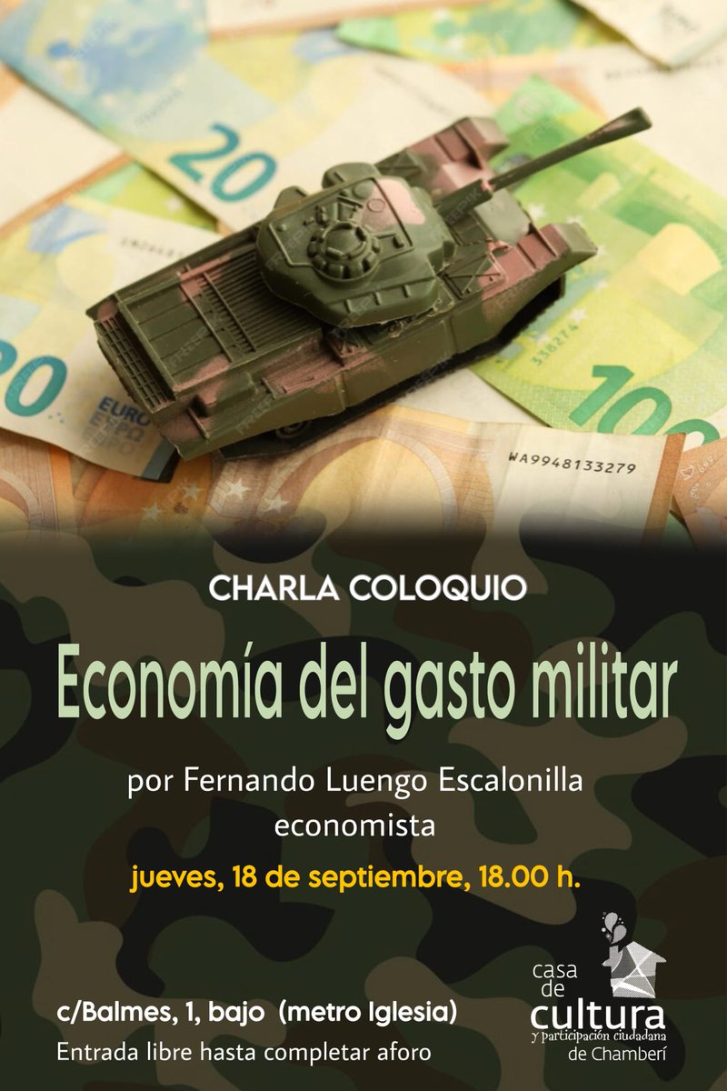 Fluengoe's tweet photo. OPOSICIÓN RADICAL AL AUMENTO DEL GASTO MILITAR... Y MAS

ESTE JUEVES, A LAS 18 horas. https://t.co/lZXxUQwN1o