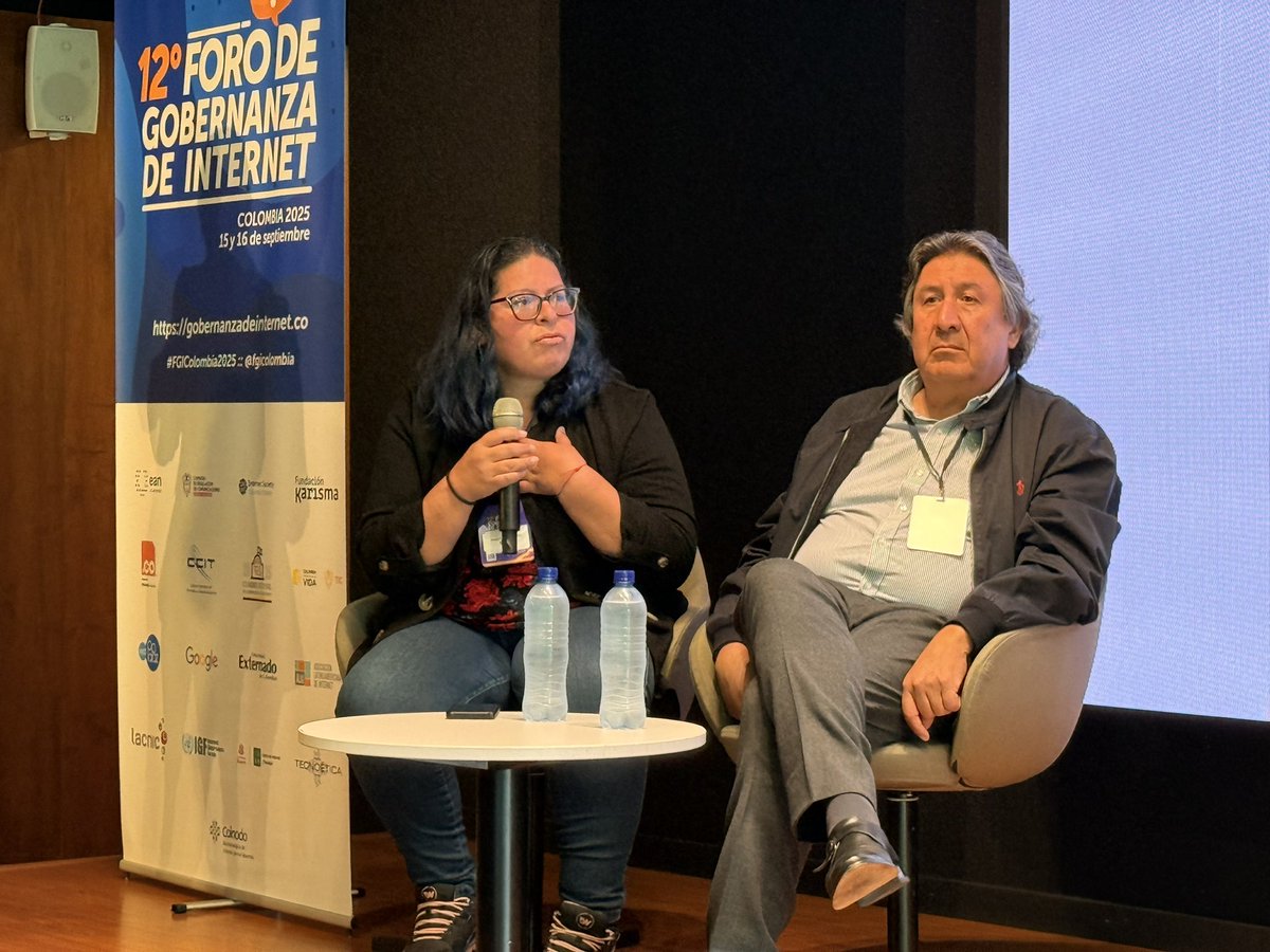 En curso la Sesión 1: Visiones y reflexiones de la Gobernanza de Internet en Colombia en el #FGIColombia2025.

👥 Panel: Eduardo Santoyo (.CO Internet), Paula Andrea Mora (FUP) y Pilar Sáenz (Fundación Karisma).
🎤 Modera: Adriana Castro (U. Externado). 🔴youtube.com/live/3lYRWkDmm…
