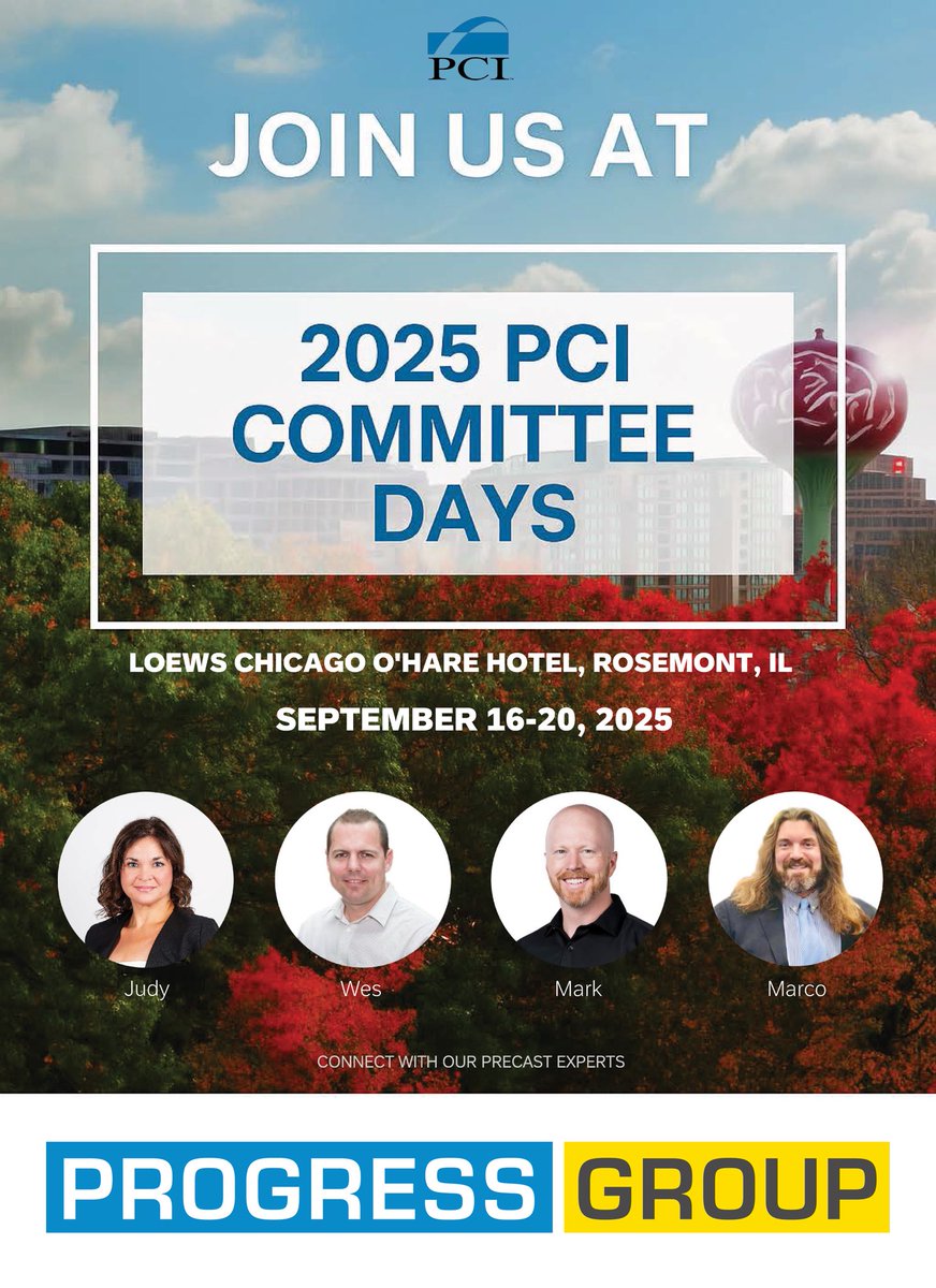🚀 Kicking off PCI Committee Days 2025 in Rosemont, IL!
 
Our UltraSpan team is here on-site to get involved in discussions, exchange ideas, and work alongside industry professionals to help shape the future of precast.
 
#UltraSpan #PCI  #Precast #Innovation #PROGRESSGROUP