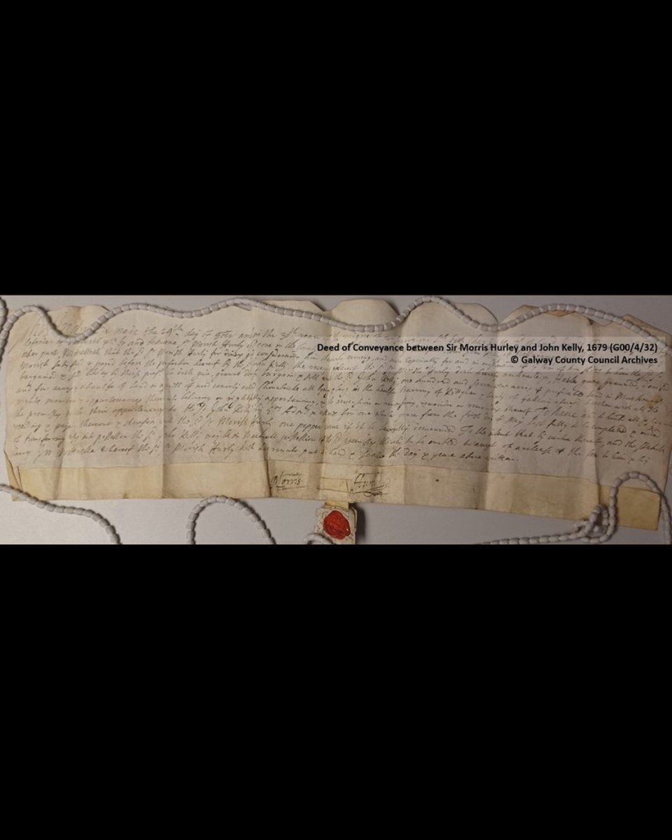 LibrariesGalway's tweet image. From the #Archives: Image of a Deed of Conveyance, on #parchment, between Sir M Hurley &amp;amp; John Kelly, dated 1679 (G00/4/33), re lands near #Ballygar. For more visit our online catalogue @ galway.ie/Archives/AIS6/
#lovelocalarchives #lovearchives

@explorearchives  @GalwayCoCo