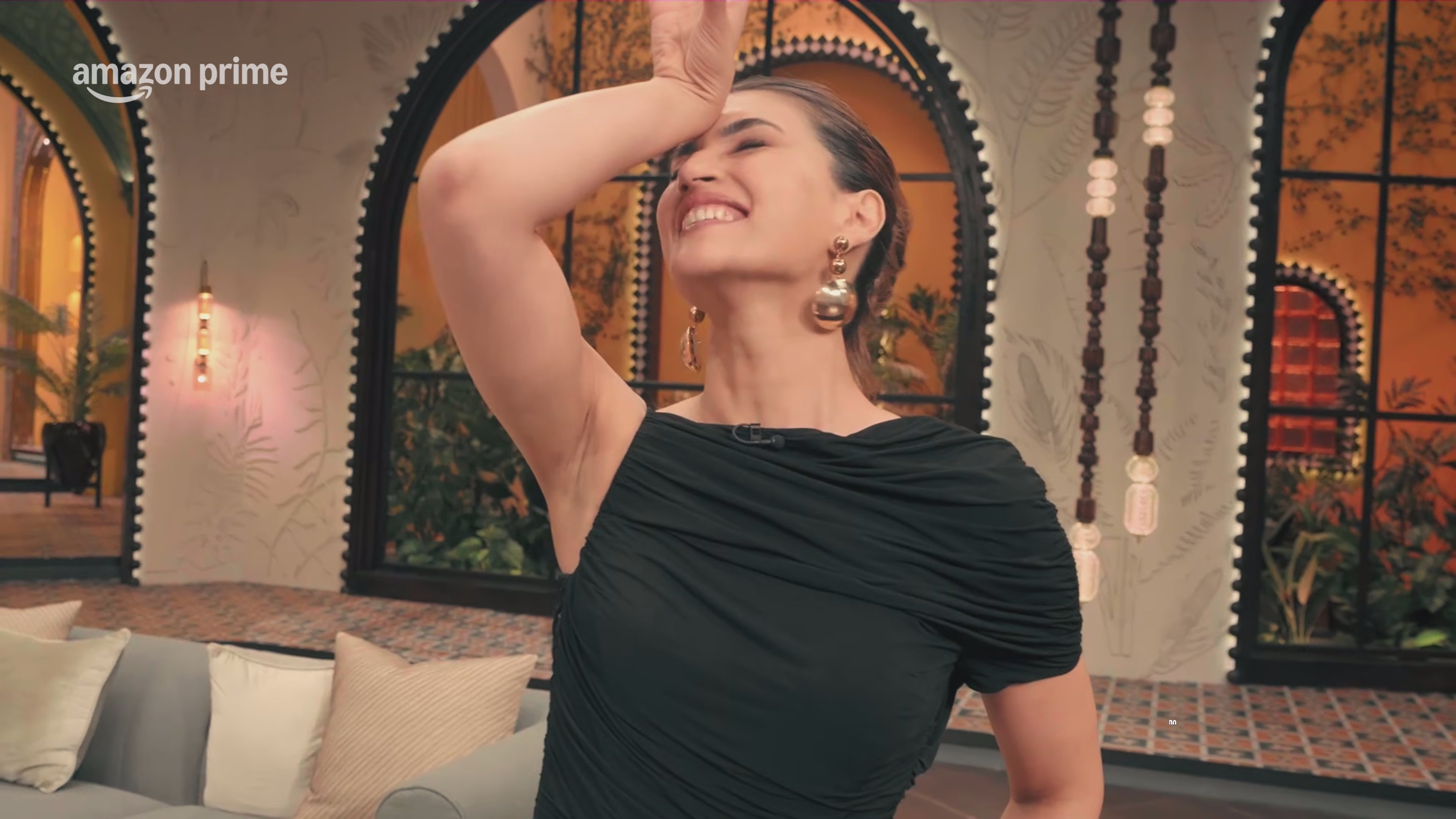 Kriti Sanon Arm pits, black dress, Two Much On Prime, Kriti Sanon photos, Kriti Sanon fashion, Bollywood style, Prime Video looks, celebrity outfits, red carpet fashion, glam style inspiration