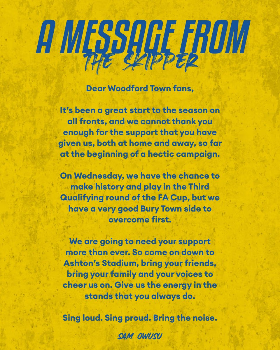 The Skipper has penned a letter to our supporters ahead of tomorrow’s <a href="/EmiratesFACup/">Emirates FA Cup</a> Second Qualifying Round Replay. ✍️