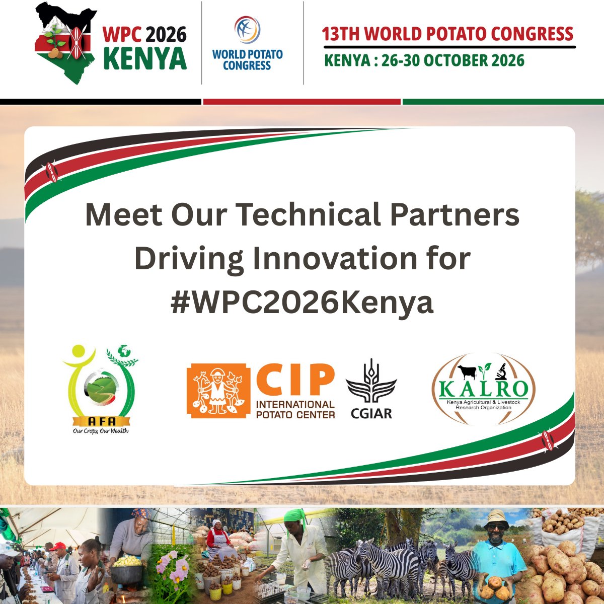 🌍 Meet the Technical Partners helping us shape a world class #WPC2026Kenya! 🥔✨

✅ AFA – sustainable agriculture &amp; food security
✅ CIP – global leader in potato research &amp; innovation
✅ KALRO – advancing agri research &amp; farmer resilience

More info👉 wpc2026kenya.com