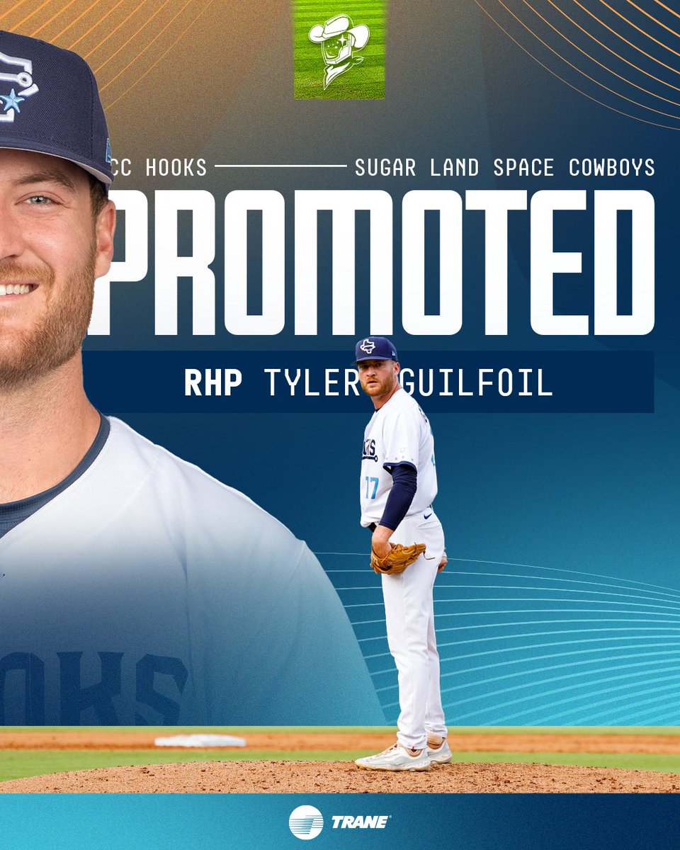 𝘼𝙣𝙤𝙩𝙝𝙚𝙧 𝙥𝙧𝙤𝙢𝙤𝙩𝙞𝙤𝙣! 

Congratulations to RHP Tyler Guilfoil on being promoted to the Space Cowboys! Welcome to Sugar Land, Tyler!

#Ascend x <a href="/TraneCommercial/">Trane Commercial HVAC</a>