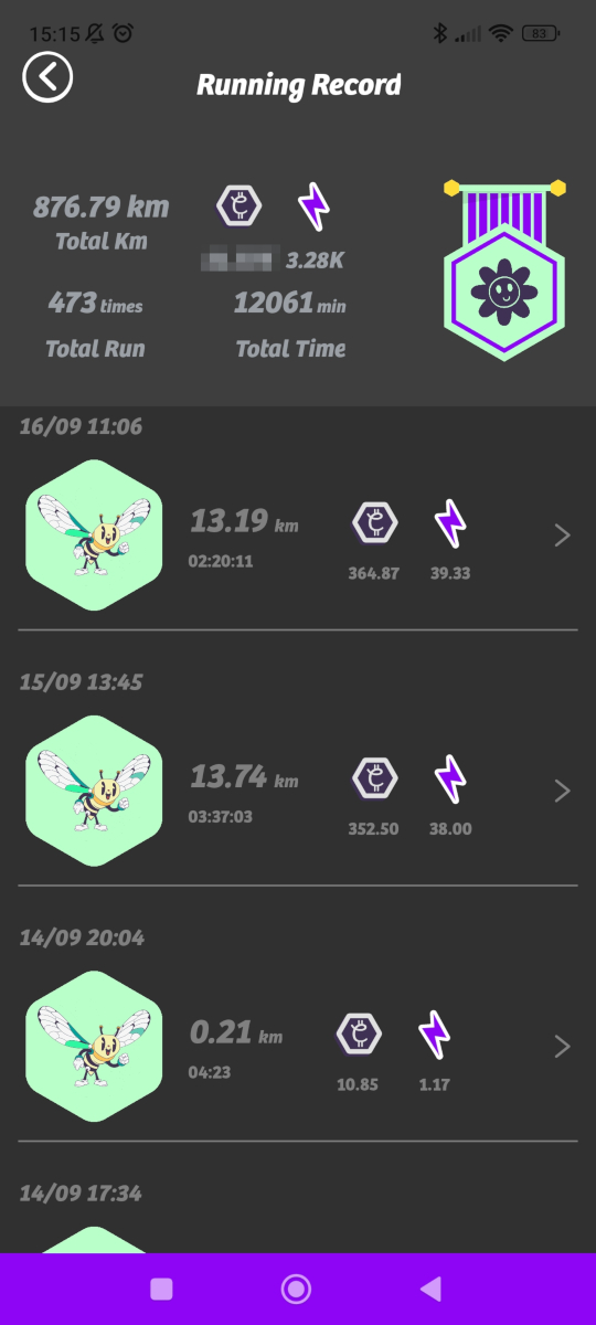 Today nearly 40 Energies⚡ <a href="/The_Life_Bomb/">🐝 THE LIFE BOMB 🇫🇷</a>🌱 #M2E
Earned 364.87 CAT ≅  0.0914 #SOL ≅ 21.5$🪙 (at current prices)🎉
In 2h18 (thanks to the double Ventilator Bees🐝 in Support).