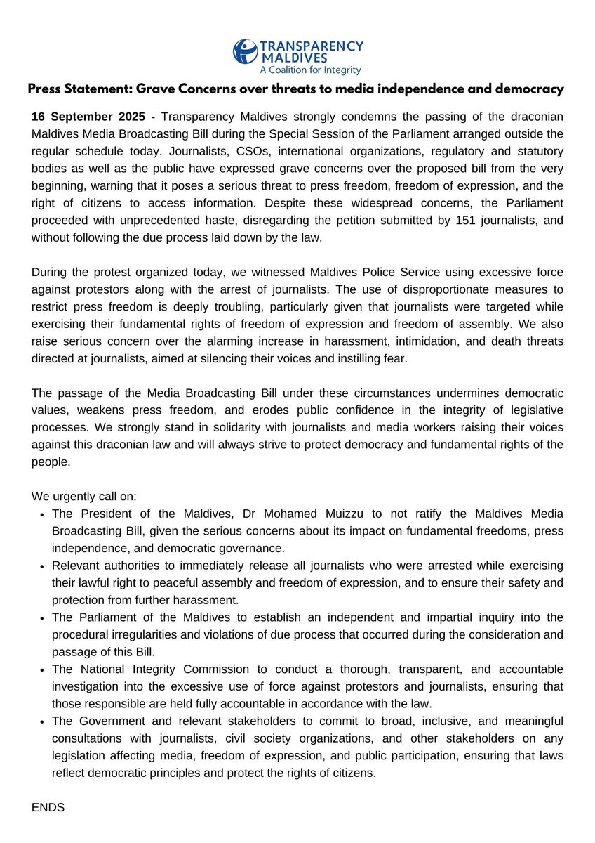 ❗️Press Statement Concerns Over Threats to Media Independence and Democracy ❗️