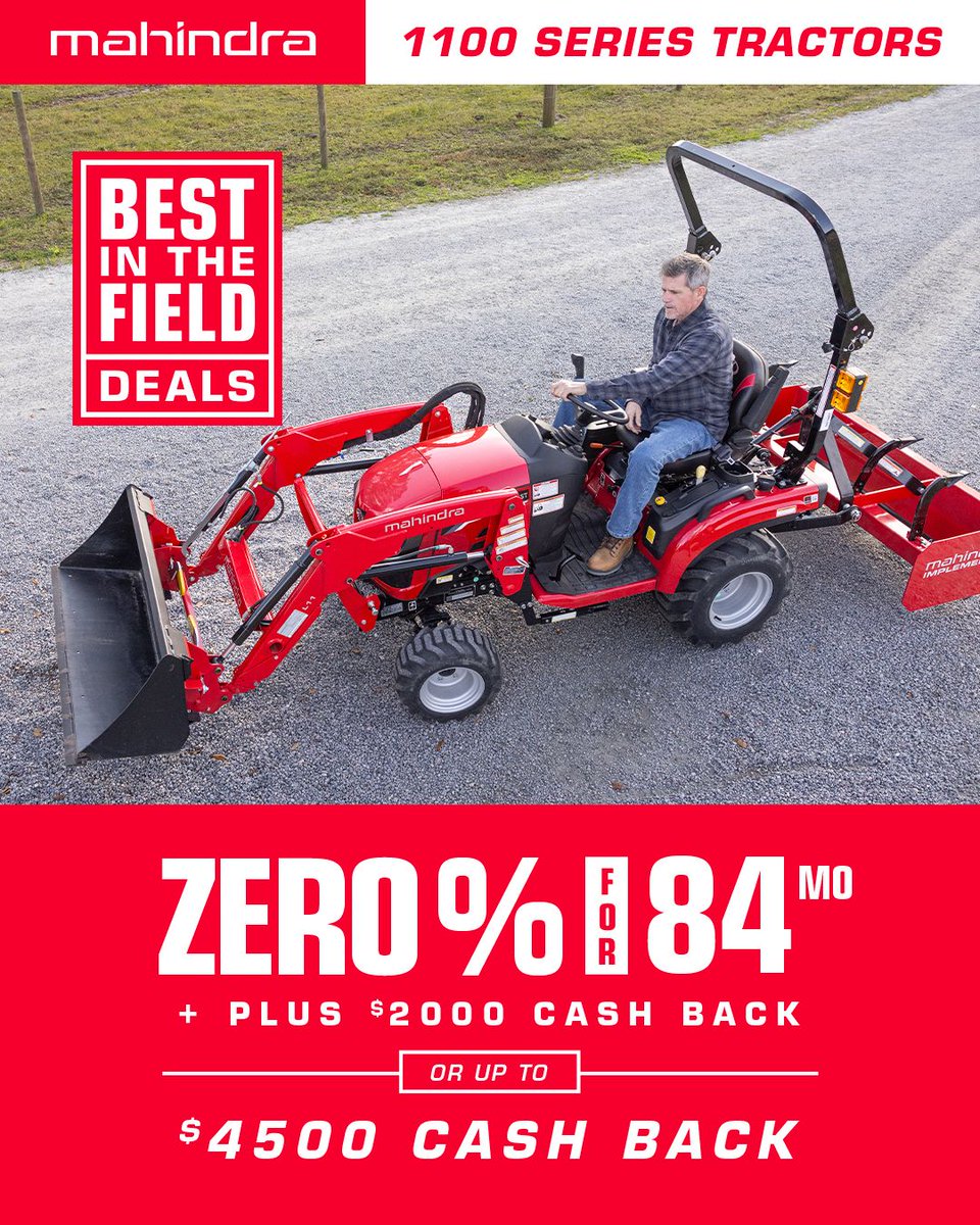 ProgTractor's tweet image. Every acre count, Tractor 1100 makes them all easier.
Call us today at (276) 415-9194!
.
.
.
#MahindraTough #MahindraTractors #TractorFanatic #FarmerStrong #FallFeels #FYP