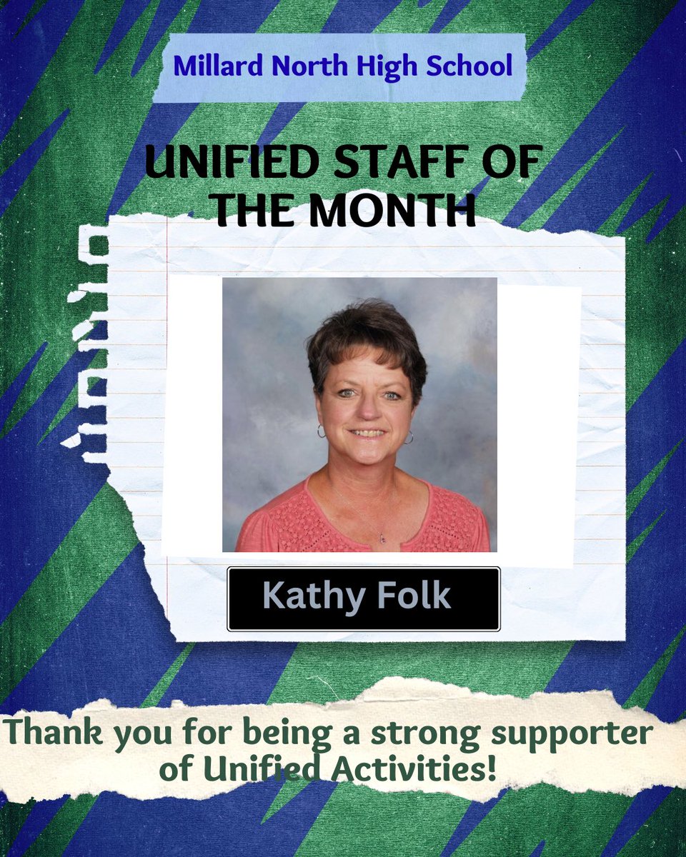 Congratulations Kathy Folk for being our Unified Staff of the Month!! <a href="/MillardNorthHS/">Millard North HS</a> <a href="/MNHSActivities/">MNHS Activities</a>