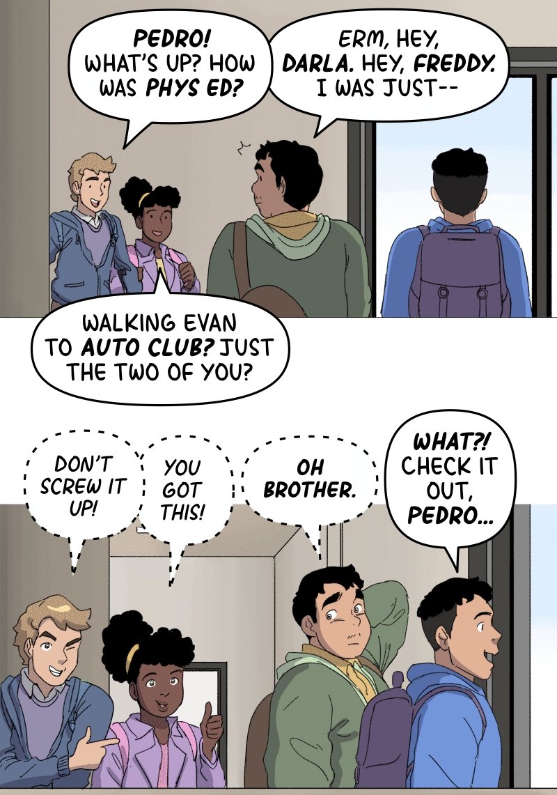 The Magical Mysteries of Shazam! #7 (SPOILER)

Pedro Peña &amp; Evan Colby 👬

I love how Pedro's siblings support and encourage him in his crush on Evan. 🥹🥹🥹🥹

#PedroPeña