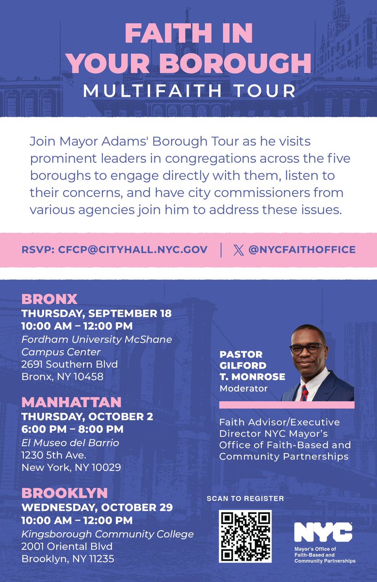 NYCFaithOffice's tweet photo. THIS WEEK: Bronx Faith In Your Borough Tour 

📅 Thursday, September 18

🕙 10:00 AM – 12:00 PM

📍 Fordham University McShane Campus Center, 2691 Southern Blvd, Bronx, NY 10458 (Parking available)

🔗 Register Here: https://t.co/aI95dZKIAu https://t.co/tsk9Dxf5oK