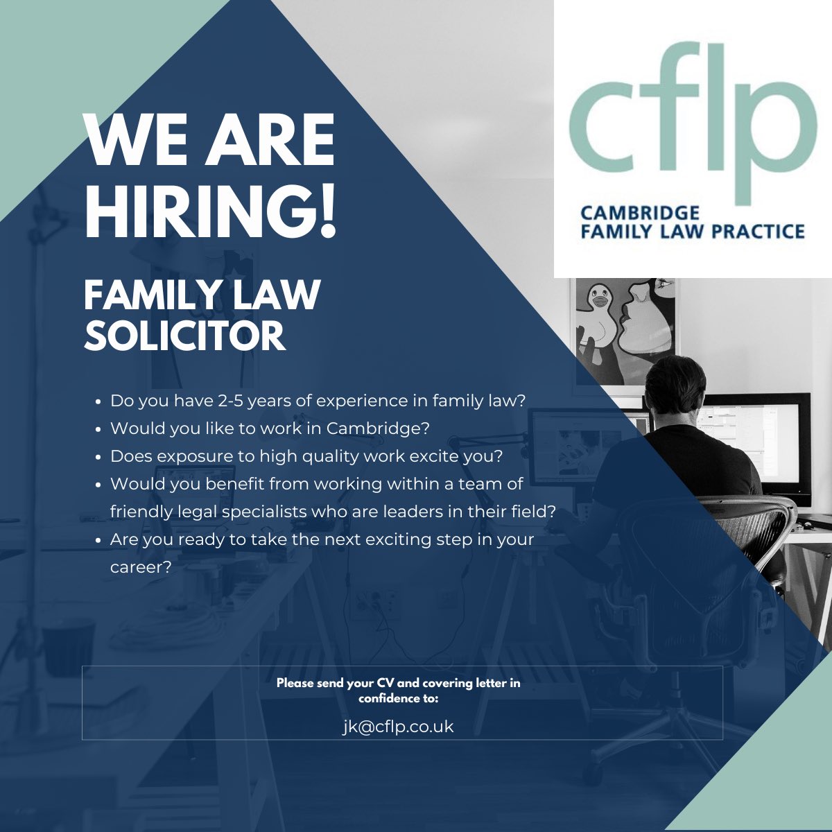 📢 Exciting role available!! 📢 
Fantastic opportunity for the right candidate to take their next step in family law.
#legalroles #jobalert #familylaw #familylawjobs