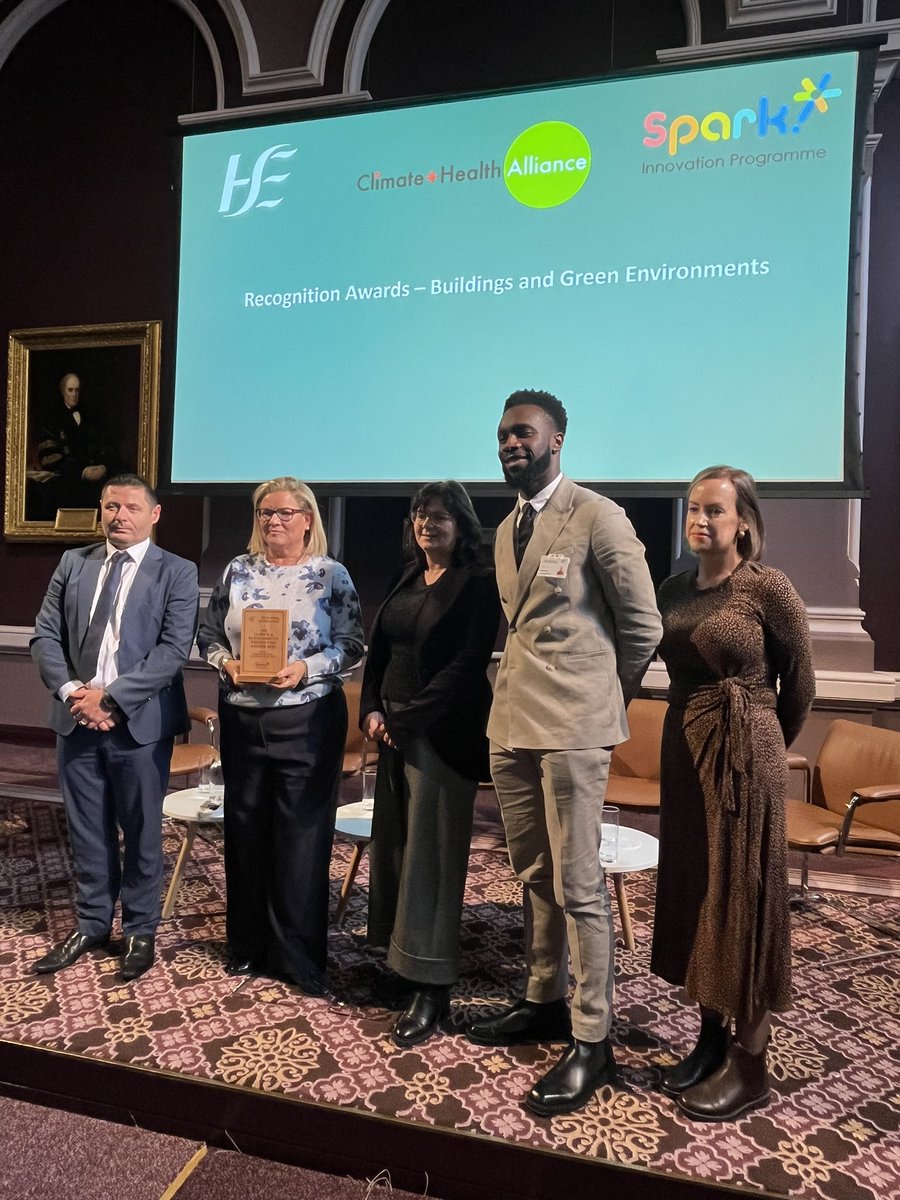 ClimHealthIre's tweet image. Congratulations to the winners of the Recognition Awards for Sustainable Buildings and Green Environments Maynooth Community Care Unit, Social Care.
 
#ClimateHealth – The Time is Now
 
@HSELive @ClimHealthIre @ProgrammeSpark @crowley_philip
@RoisinQI