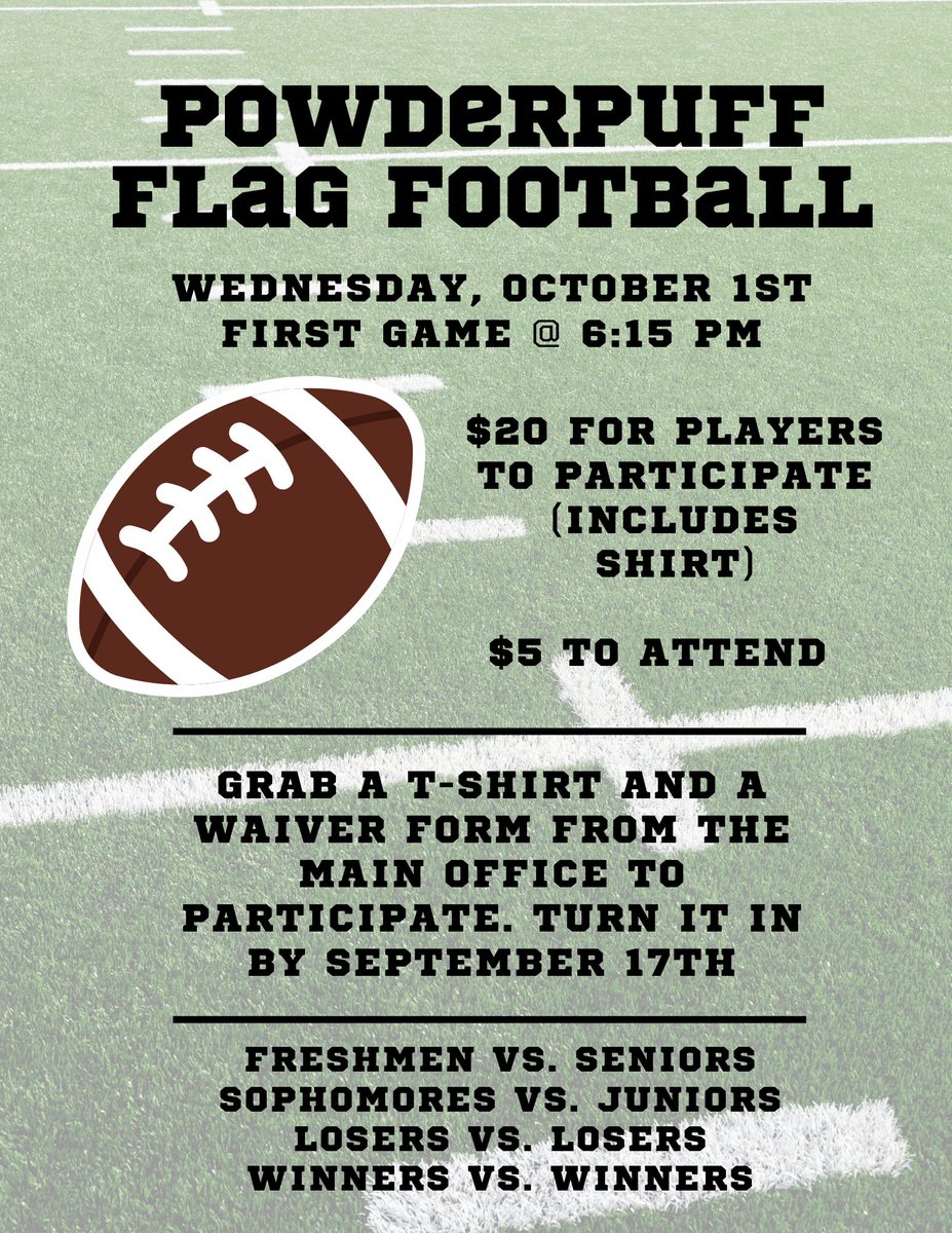 EHS Girls please be sure to sign up for PowderPuff Football. <a href="/EHSsection/">EHS Student Section</a>