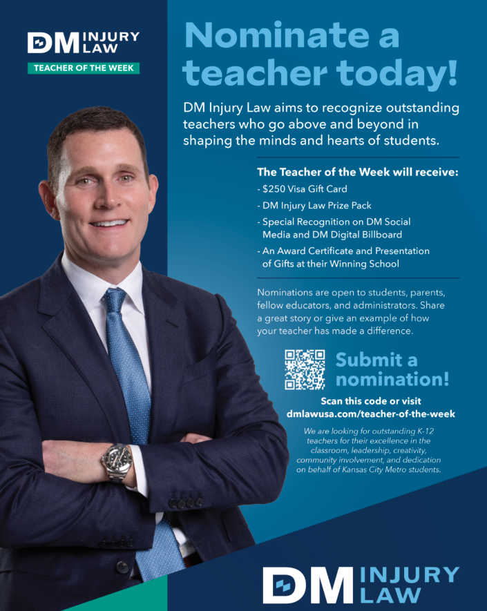 Nominate a teacher for Teacher of the Week!  DM Injury Law wants to recognize them and your teachers deserve the recognition.