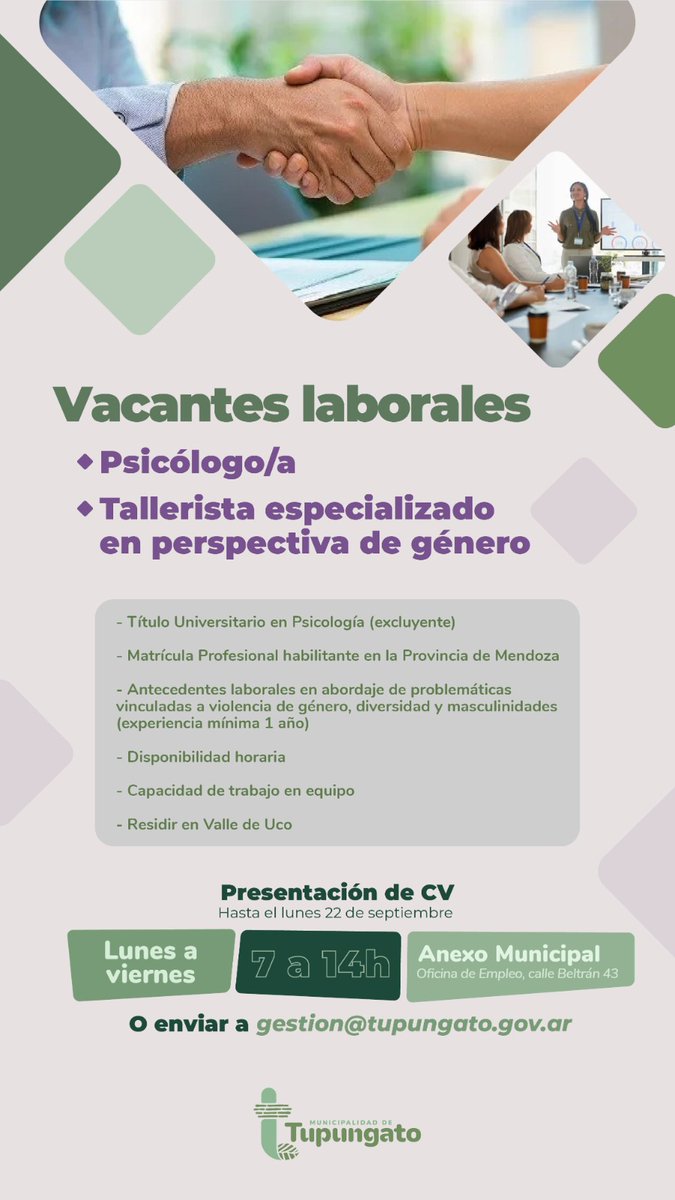 𝗕𝗨́𝗦𝗤𝗨𝗘𝗗𝗔 𝗗𝗘 𝗣𝗥𝗢𝗙𝗘𝗦𝗜𝗢𝗡𝗔𝗟𝗘𝗦 𝗘 𝗜𝗗𝗢́𝗡𝗘𝗢𝗦✔️📣
Se encuentra abierta la convocatoria para dos puestos con incidencia en espacios de atención, reflexión y formación en la construcción de relaciones interpersonales y vínculos.