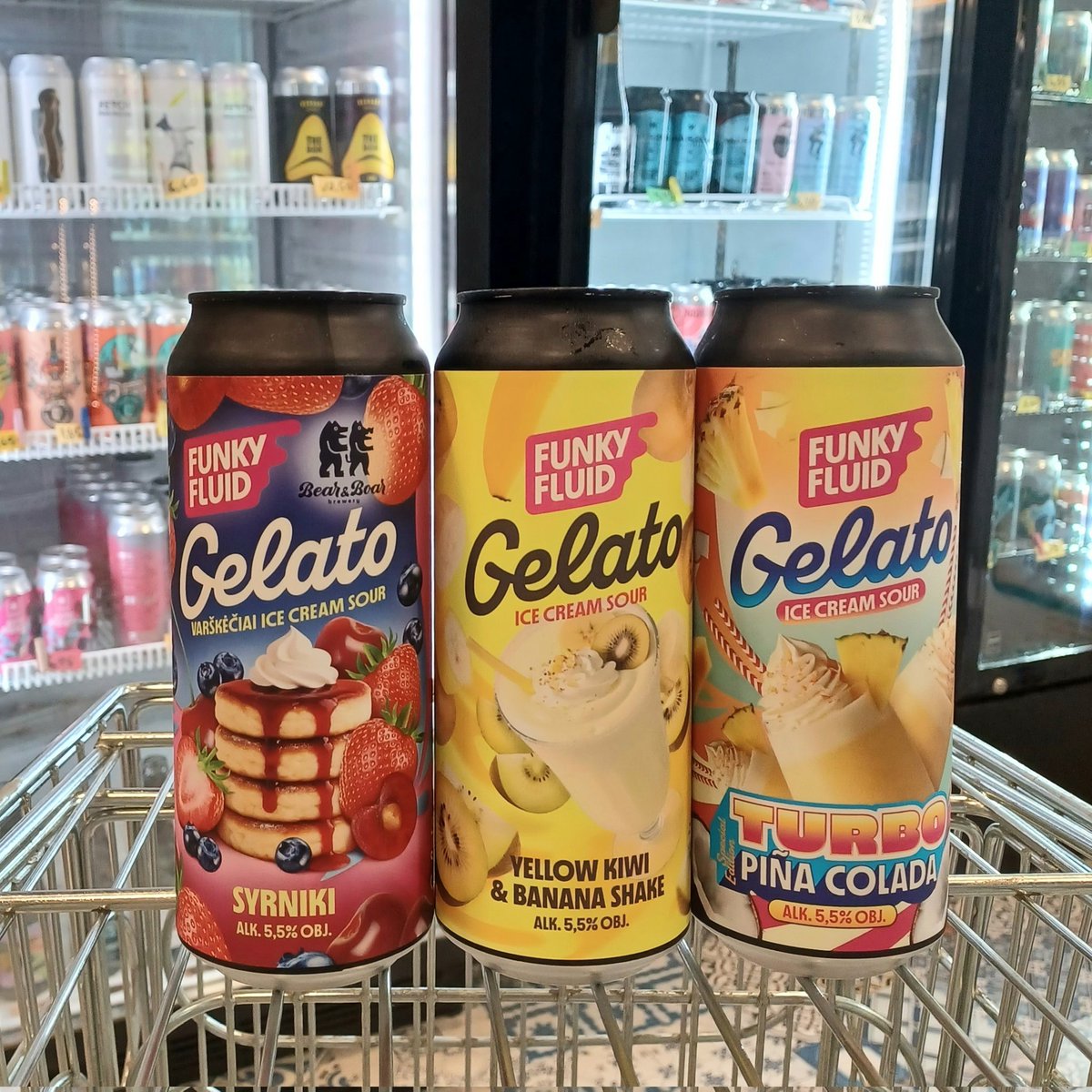 Funky Fluid at OKasional Beer! 
🥞 Gelato Syrniki - Sour - 5,5% 
🍌 Gelato Yellow Kiwi &amp; Banana Shake - Sour - 5,5% 
🍍 Gelato Turbo Piña Colada - Sour - 5,5% 
okasional-beer.com 
#craftbeer #beer #cerveza #taproom #Barcelona