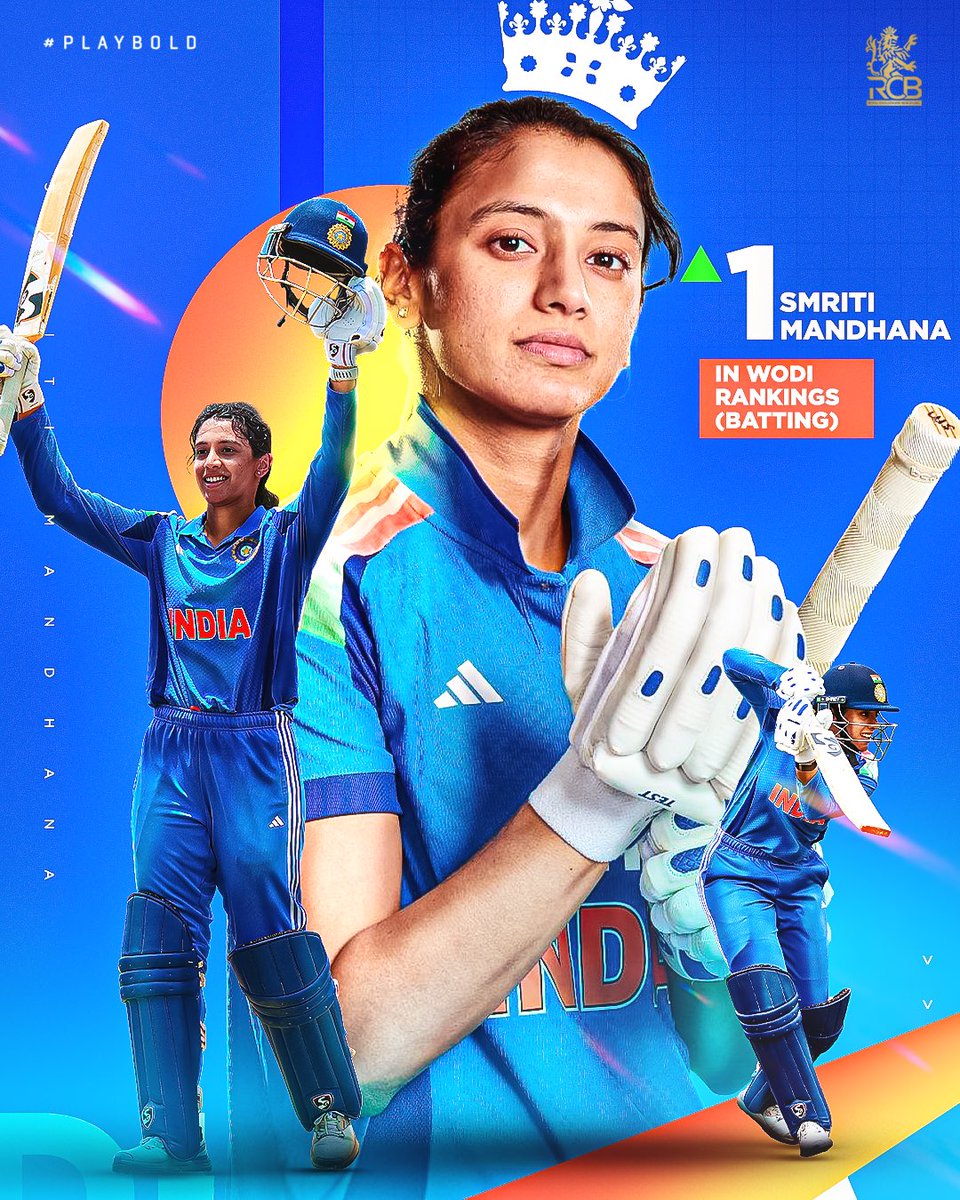 Smriti takes her throne again🔝👑

No.1 in the WODI rankings. Long may she reign. 🙌

#PlayBold #ನಮ್ಮRCB