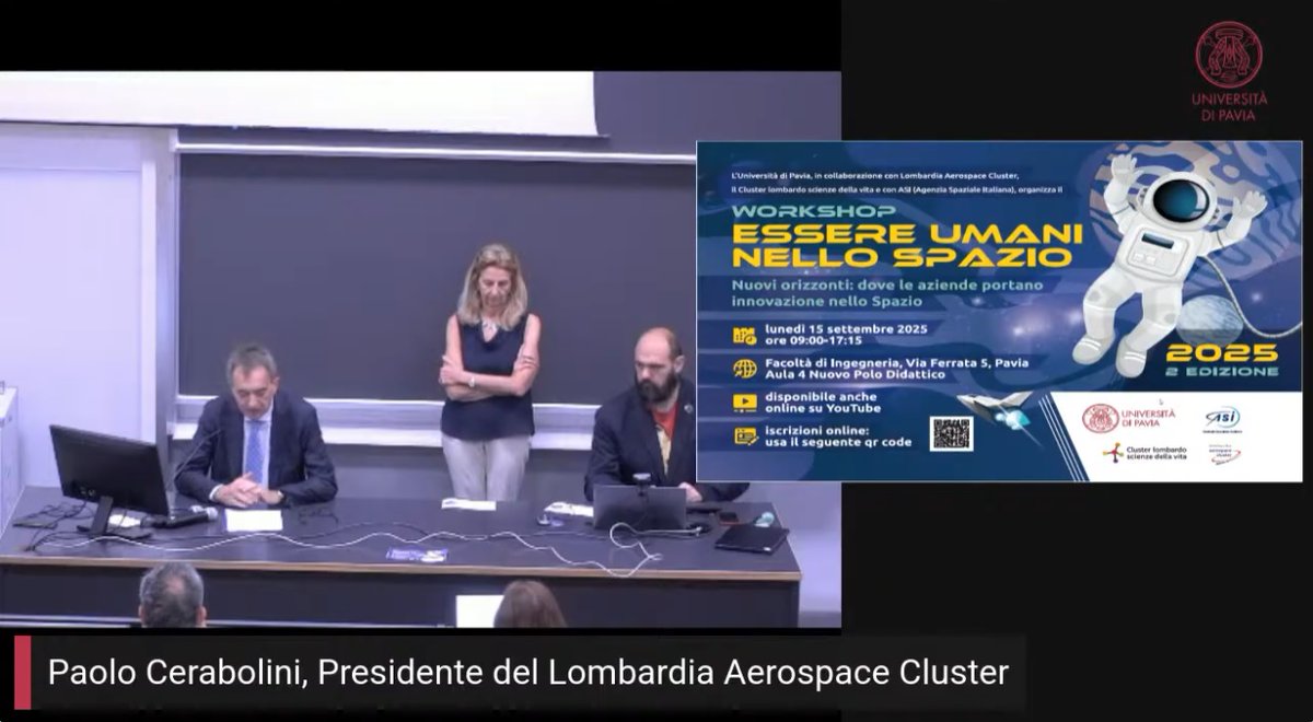 Il Presidente del LAC Paolo Cerabolini ha aperto la seconda edizione del workshop “Essere Umani nello Spazio – Nuovi orizzonti: dove le aziende portano innovazione nello Spazio”, promosso dall’ <a href="/unipv/">Università di Pavia</a> in collaborazione con il Cluster, il <a href="/Cluster_LLS/">Cluster LLS</a> e l' <a href="/ASI_spazio/">Agenzia Spaziale ITA</a> #9CTL