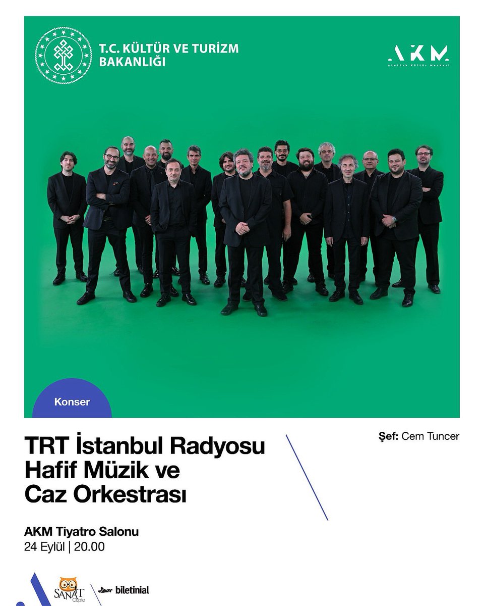 trtbigband's tweet photo. 🎶 24 Eylül Çarşamba akşamı saat 20.00’de cazın büyülü dünyasına davetlisiniz!

TRT İstanbul Radyosu Caz Orkestrası, Atatürk Kültür Merkezi’nde sahne alıyor.
📻 Konser, TRT Radyo-3’ten canlı yayınlanacak.

Siz de bu eşsiz müzik yolculuğuna ortak olun! 
@TRTRadyo3 https://t.co/1TgG1VN9ME