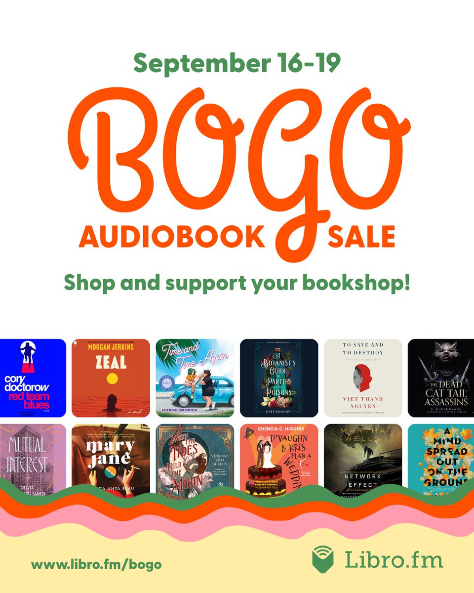 ✨BOGO!✨
Thru Sep. 19, members can grab 2 audiobooks from a selection for just 1 credit, all while supporting independent bookshops.

And, when you sign up with code SWITCH, you’ll get 3 audiobook credits for the price of one to shop the sale with!

awin1.com/cread.php?awin…