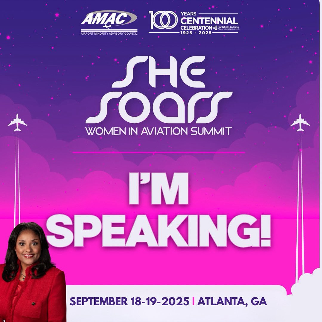 I’m speaking at the 2nd Annual She SOARS – Women in Aviation Summit hosted by AMAC and ATL Airport! This summit empowers women to rise higher in aviation and beyond and I can’t wait to share the stage with many inspiring voices.

 Learn more and register for the event to join!